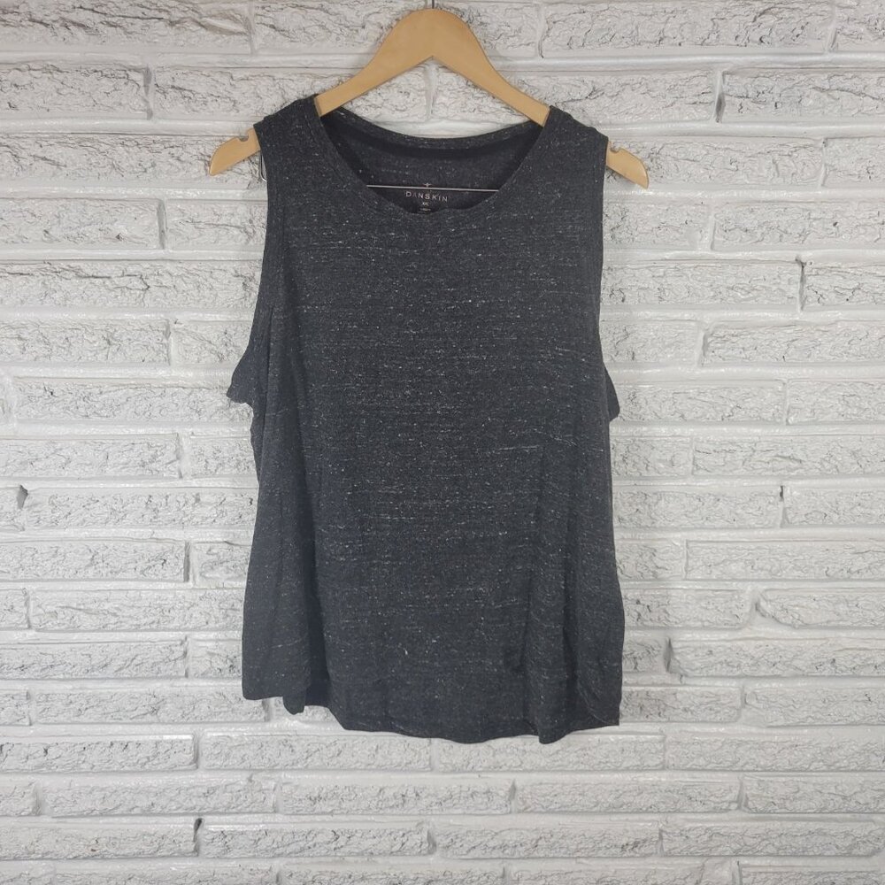 Danskin Women's XXL Plus Tank Top Black Cotton Blend Sleeveless Crew Neck BLA78E